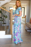 Explore More Collection - Diva Dreams Green & Orchid Floral Print Maxi Dress