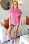 Explore More Collection - On Your Way Up Fuchsia Washed Mock Neck Knit Top
