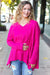 Explore More Collection - Be Bold Magenta Oversized V Neck Rib Knit Sweater