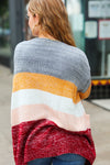 Explore More Collection - Fall For You Grey & Camel Color Block Open Cardigan