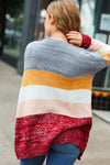 Explore More Collection - Fall For You Grey & Camel Color Block Open Cardigan