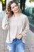 Explore More Collection - Boho Vibes Taupe Notched Neck Smocked Bubble Sleeve Top