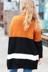 Explore More Collection - Layer Me Up Rust & Black Color Block Knit Open Cardigan