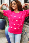 Explore More Collection - Be Mine Pink & White Heart Oversized Jacquard Sweater