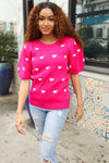 Explore More Collection - Be Mine Pink & White Heart Oversized Jacquard Sweater