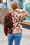 Explore More Collection - Taupe & Sepia Leopard Print Color Block Cardigan