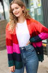 Explore More Collection - Make Your Day Magenta Honeycomb Knit Button Down Cardigan