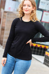 Explore More Collection - Simple Solutions Black Cotton Crew Neck Long Sleeve T-Shirt