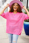 Explore More Collection - Can't Look Away Pink Heart Netted Crochet Sweater Top