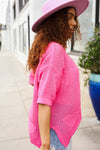 Explore More Collection - Can't Look Away Pink Heart Netted Crochet Sweater Top