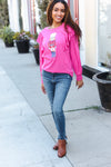 Explore More Collection - Holiday Hot Pink Sequin Nutcracker Ruffle Hacci Sweater