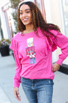 Explore More Collection - Holiday Hot Pink Sequin Nutcracker Ruffle Hacci Sweater