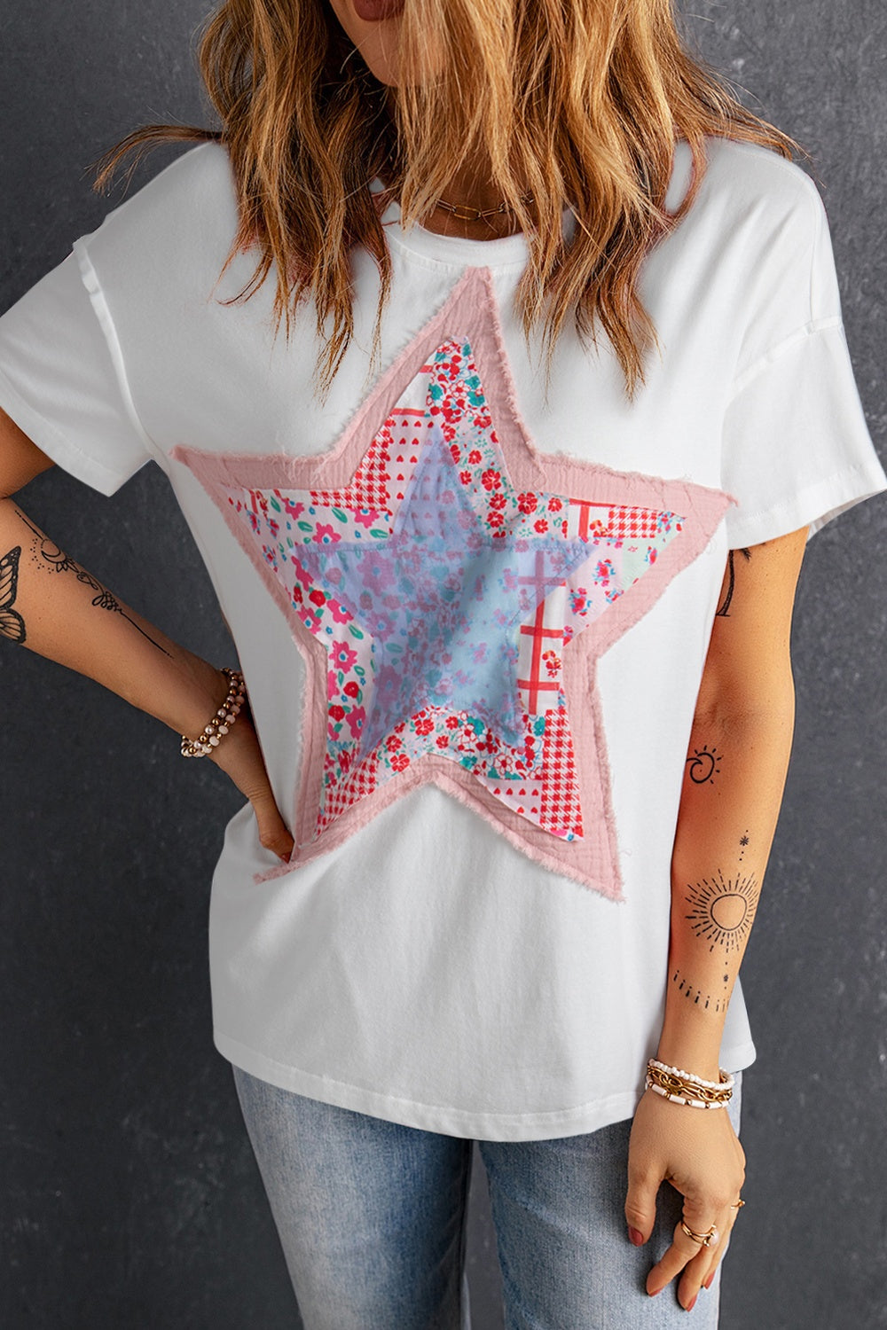 Explore More Collection - Star Round Neck Short Sleeve T-Shirt