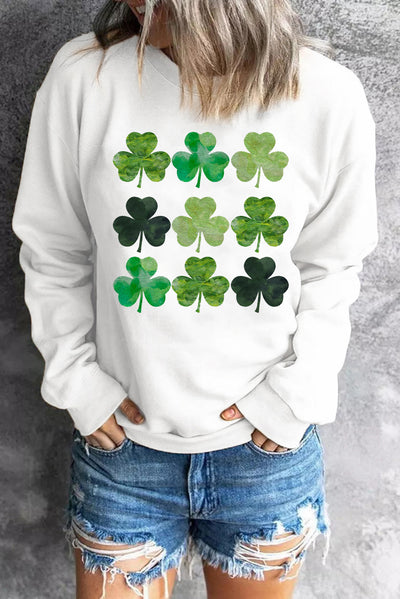 Explore More Collection - Lucky Clover Round Neck Dropped Shoulder Sweatshirt