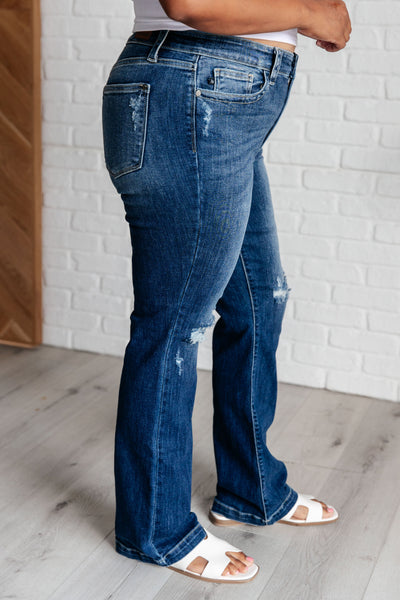 Explore More Collection - Mila Mid Rise Distressed Bootcut Jeans