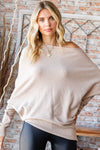 Explore More Collection - First Love Full Size Asymmetrical Hem Dolman Sleeve Sweater