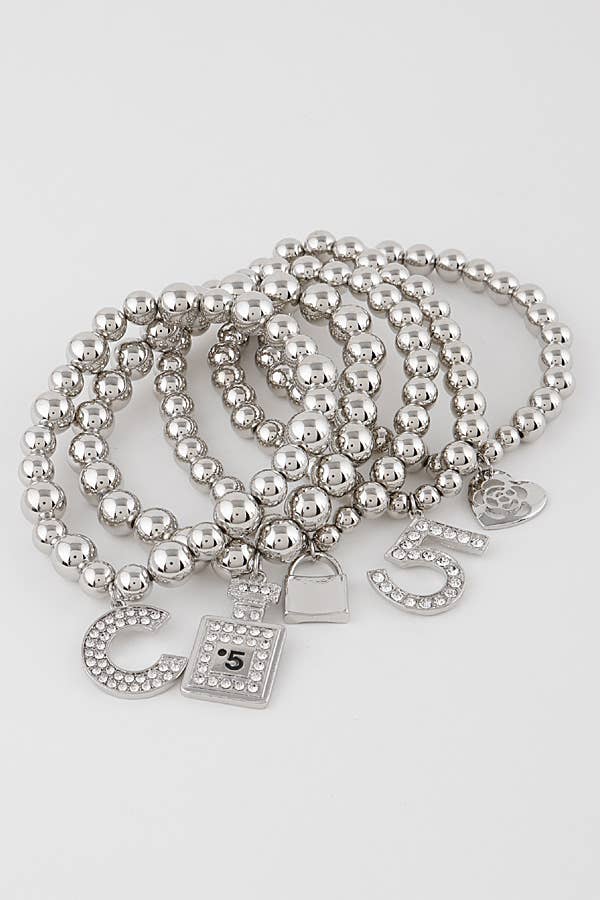 Luxury C5 Beaded Bracelets: Silver