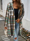 Explore More Collection - Plaid Zip Up Hooded Coat