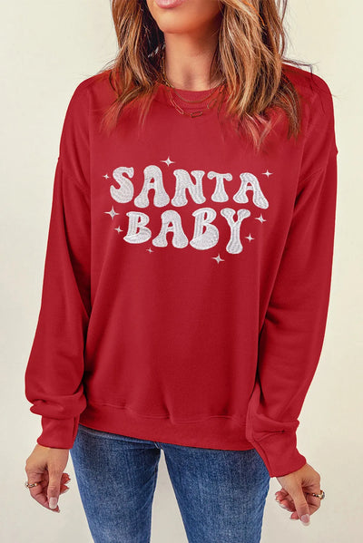 Explore More Collection - SANTA BABY Round Neck Long Sleeve Sweatshirt