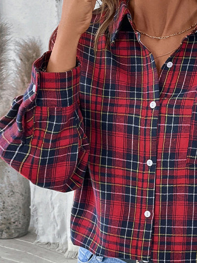 Explore More Collection - Perfee Plaid Button Up Long Sleeve Shirt