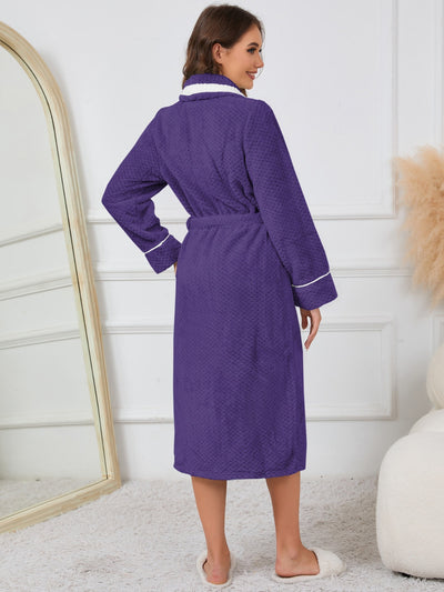 Explore More Collection - Contrast Trim Tie Waist Lounge Nightgown with Pockets