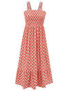 Explore More Collection - Smocked Printed Square Neck Sleeveless Dress