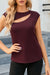 Explore More Collection - Cutout Round Neck Cap Sleeve T-Shirt