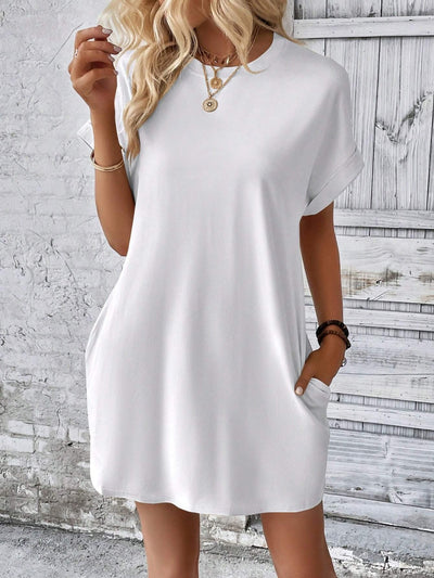 Explore More Collection - Round Neck Short Sleeve Mini Dress