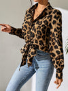 Explore More Collection - Leopard Collared Neck Long Sleeve Shirt