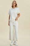 Explore More Collection - Double Take Full Size Pearl Detail Round Neck Top and Pants Set