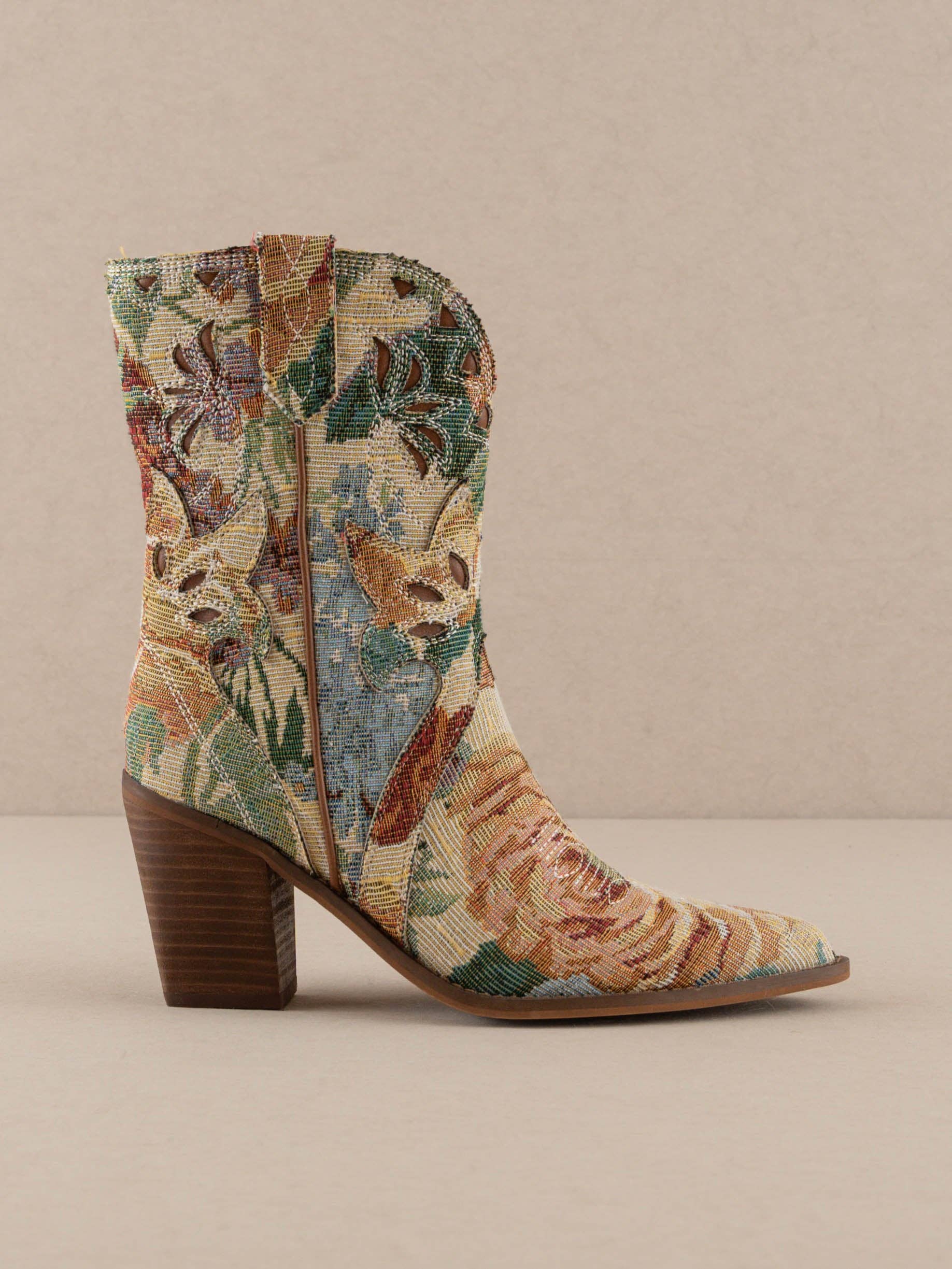 The Sorrel | Floral Tapestry Western Bootie: FLORAL / 7
