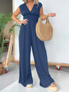 Explore More Collection - Smocked Cap Sleeve Wide Leg Jumpsuit