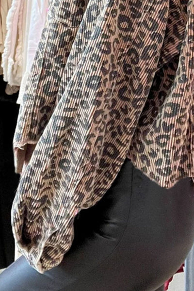 Explore More Collection - Leopard Button Down Long Sleeve Jacket