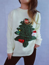 Explore More Collection - Christmas Tree Round Neck Long Sleeve Sweater