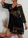 Explore More Collection - Lace Detail Plunge Cover-Up Dress