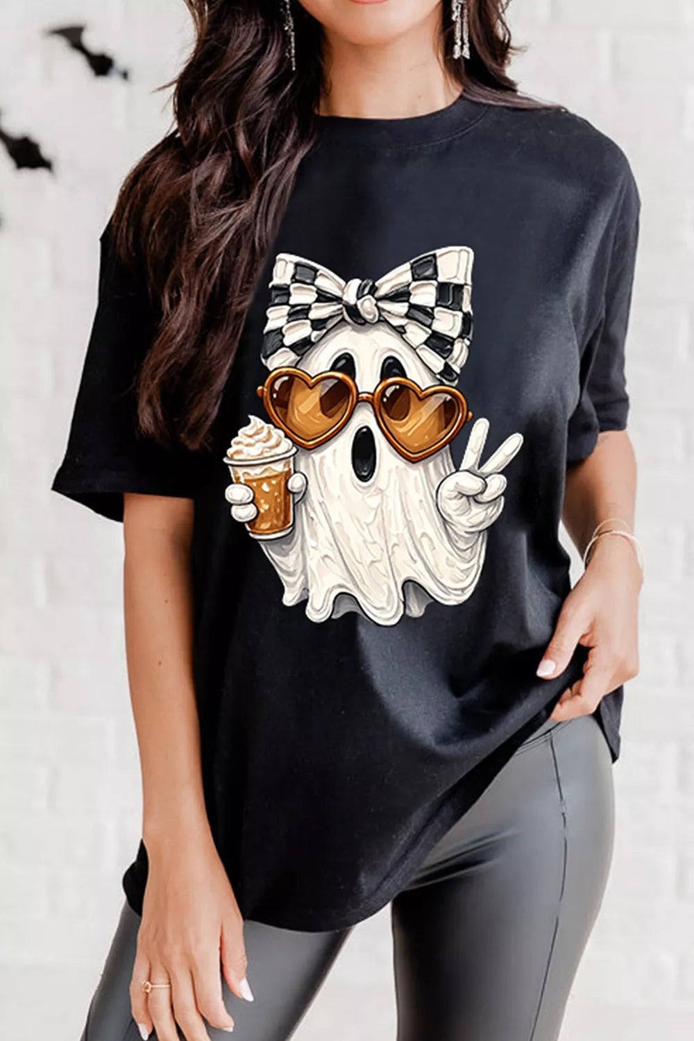 Full Size Halloween Ghost Graphic Short Sleeve T-Shirt Plus Size