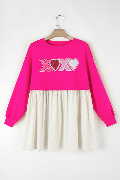 Explore More Collection - XOXO Sequin Heart Long Sleeve Dress