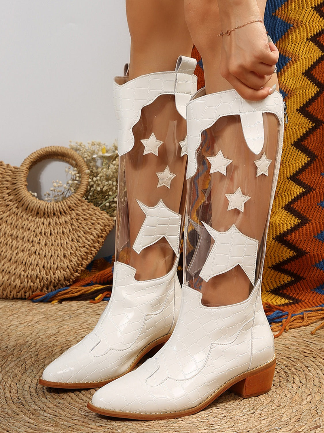 Explore More Collection - Star Point Toe Block Heel Boots