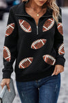 Explore More Collection - Sequin Football Long Sleeve Sweatshirt