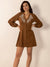 Explore More Collection - Notched Button Down Long Sleeve Mini Dress