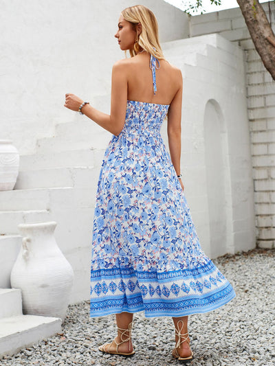 Explore More Collection - Printed Halter Neck Midi Dress