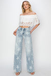 Explore More Collection - RISEN Full Size Raw Hem Star Wide Leg Jeans