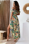 Explore More Collection - Smocked Printed Short Sleeve Maxi Dress