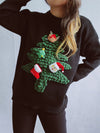 Explore More Collection - Christmas Tree Round Neck Long Sleeve Sweater