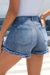 Explore More Collection - Raw Hem Denim Shorts with Pockets