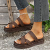 Explore More Collection - Crisscross PU Leather Flat Sandals