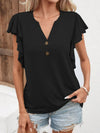 Explore More Collection - Full Size Ruffled Notched Cap Sleeve T-Shirt