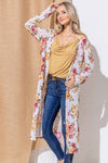 Explore More Collection - And The Why Floral Kimono Open Front Longline Cardigan