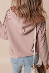 Explore More Collection - Rivet Drawstring Long Sleeve Hoodie