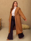 Explore More Collection - Plus Size Tied Long Sleeve Hooded Coat with Pockets